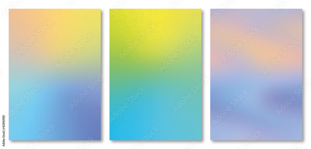 Set of Abstract Blur Colorful Background, with copy space, design template for brochures, book covers, notebooks background, magazine, business card, branding, banners, Every background is isolated.