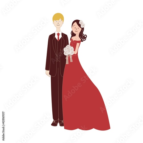 国際結婚　カラードレス　欧米人男性と日本人女性
