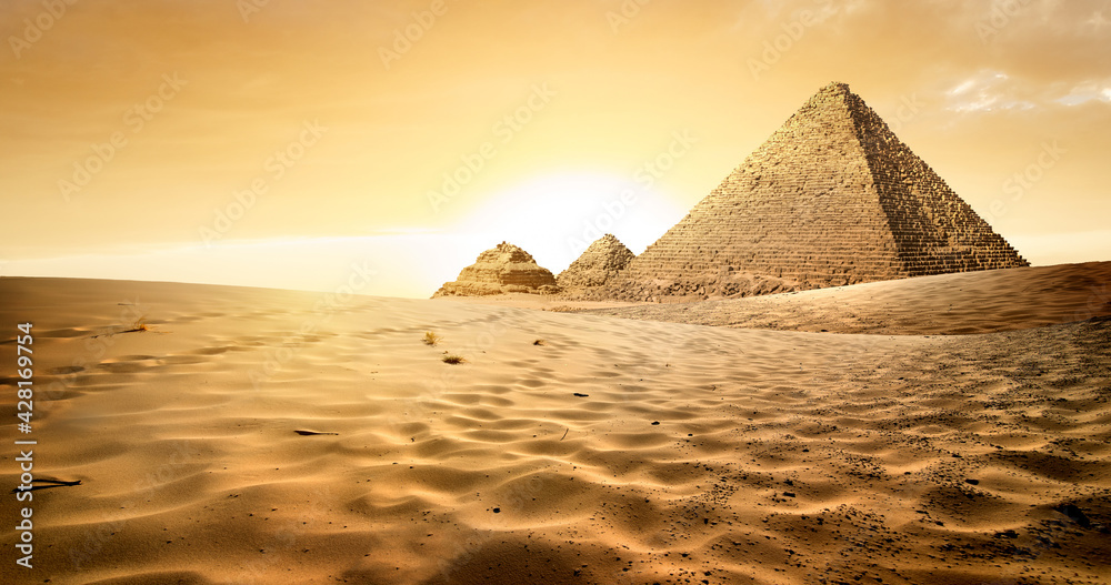 Pyramids of Gizah in desert egyptian pyramids pharaoh civilization 