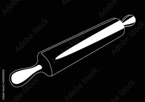 rolling pin white on black background