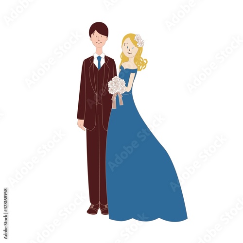 国際結婚　カラードレス　日本人男性と欧米人女性
