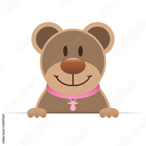 Brauner Teddy Mit Pinkem Halsband Schnuller Horizontales Banner