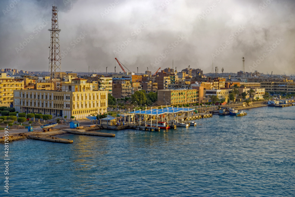 Naklejka premium Suez Canal, West Bank, Suez, Egypt