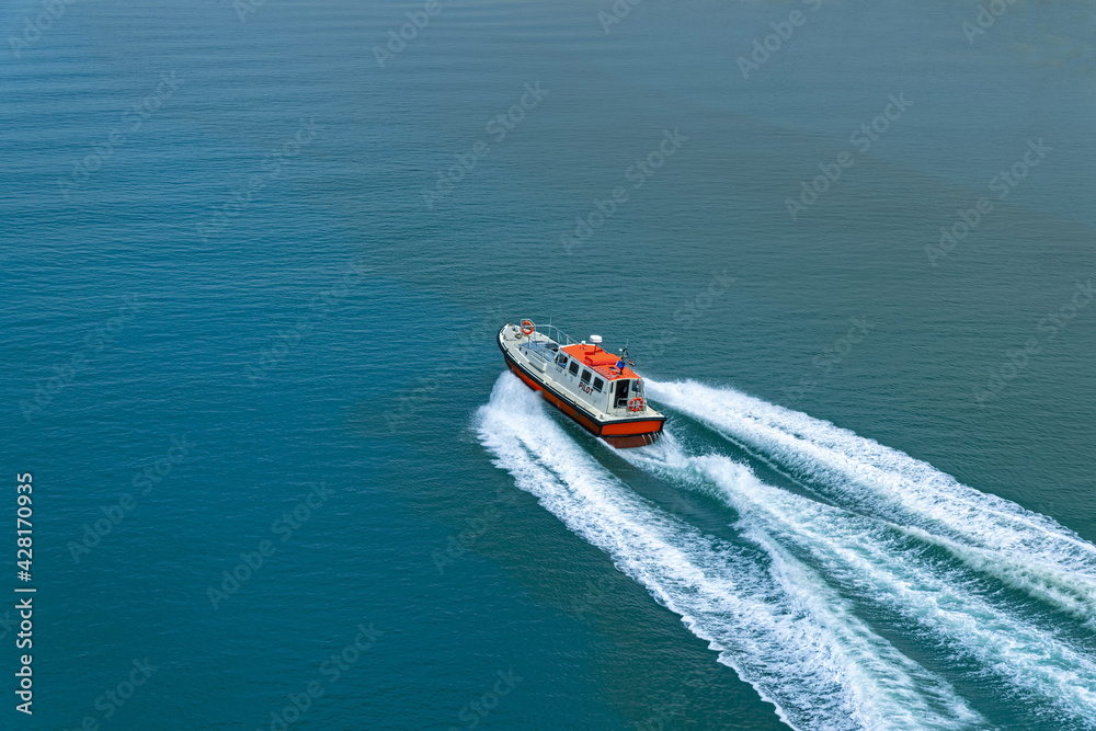 Pilot Boat In The Suez Canal, Suez, South Sinai, Egypt Pilot Boat In The Suez Canal, Suez, South Sinai, Egypt