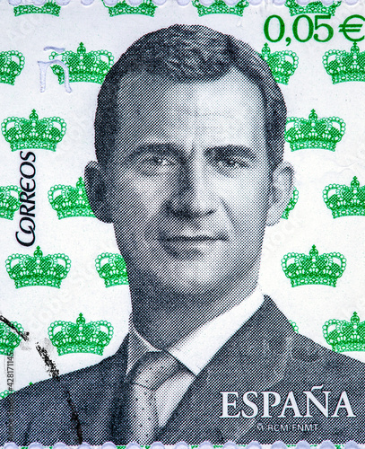 stamp printed in Spain bearing the portrait of King Felipe VI of Spain photo