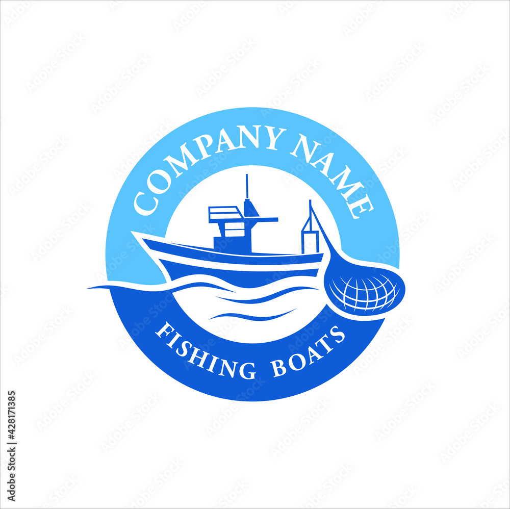 Obraz premium coat for arms for a fishing boat, logo template for fishing boat.