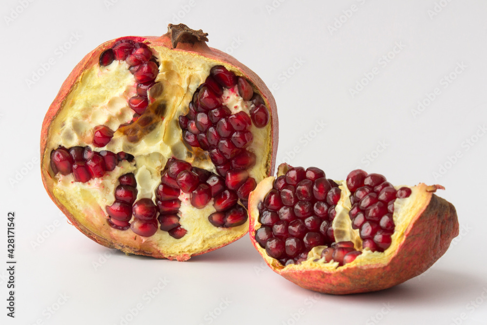Red ripe juicy garnet fruit pomegranate grains closeup macro Red ripe juicy garnet fruit pomegranate grains closeup macro