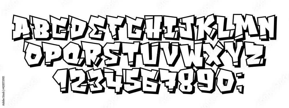 Vector graffiti and hip hop font 90s style.