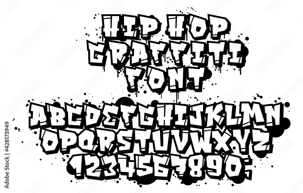Vector graffiti and hip hop font 90s style.