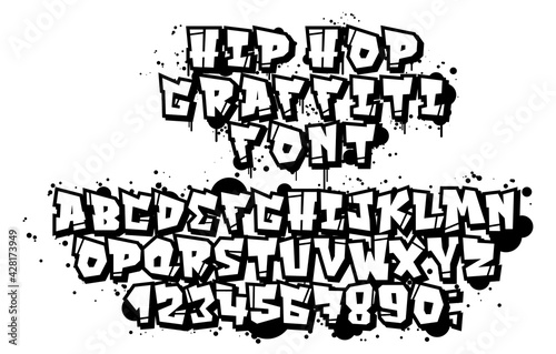 Vector graffiti and hip hop font 90s style. photo