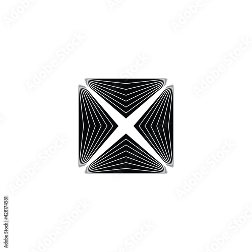 Square Cube Logo - block element perspective geometric abstract design vector line art geometry shape grid mosaic