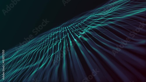Abstract Beautiful Patterns Waving Background Loop/ 4k animation of an abstract background with minimal fractal particle lines waving and seamless looping