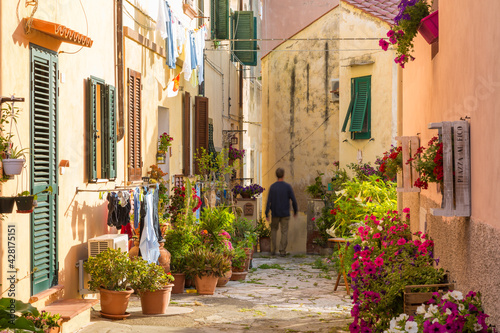 Narrow street in Portoferraio, Island of Elba