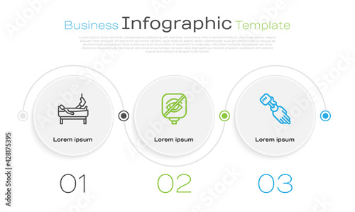 Set line Patient with broken leg, Blindness and Prosthesis hand. Business infographic template. Vector