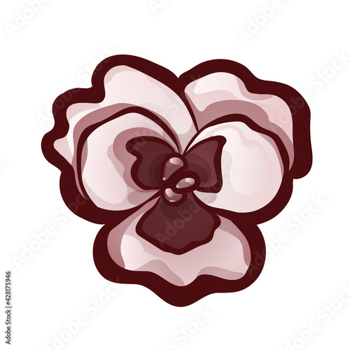 Pansy flower bud, top view. Monochrome icon