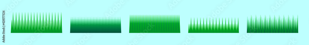 set of green grass cartoon design template with various models. vector illustration isolated on blue background set of green grass cartoon design template with various models. vector illustration isolated on blue background