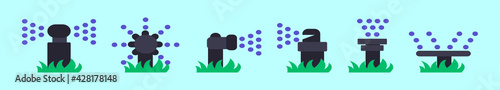 set of water sprinkler cartoon icon design template with various models. vector illustration isolated on blue background