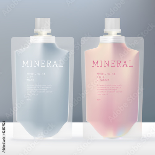 Vector Beverage, Liquid or Beauty Translucent Packet with White Screw Cap.