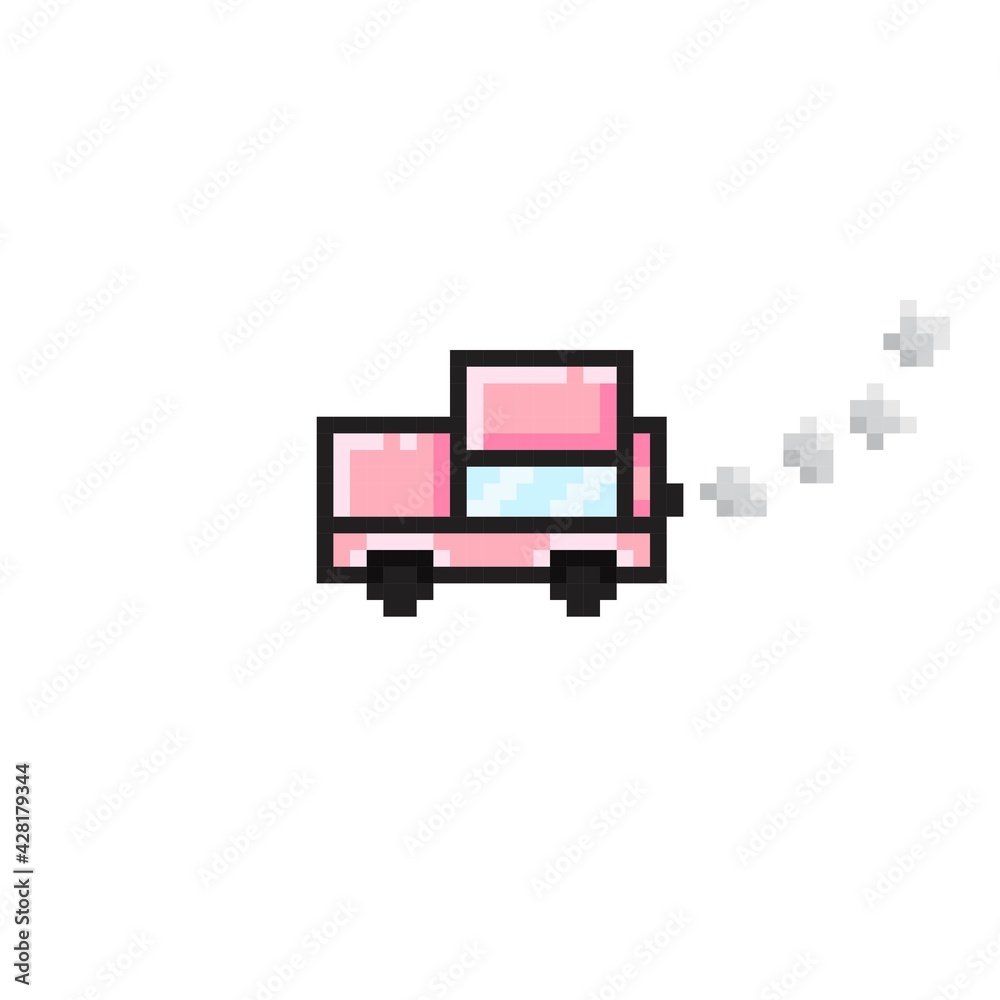 Car pixel art. Car cartoon. Vector illustration.