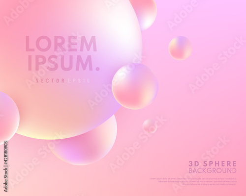 Abstract sphere light pink color. 3D liquid fluid circles sweet pink color beautiful background. Creative minimal bubble pastel color template for cover brochure, flyer, poster. Vector illustration.