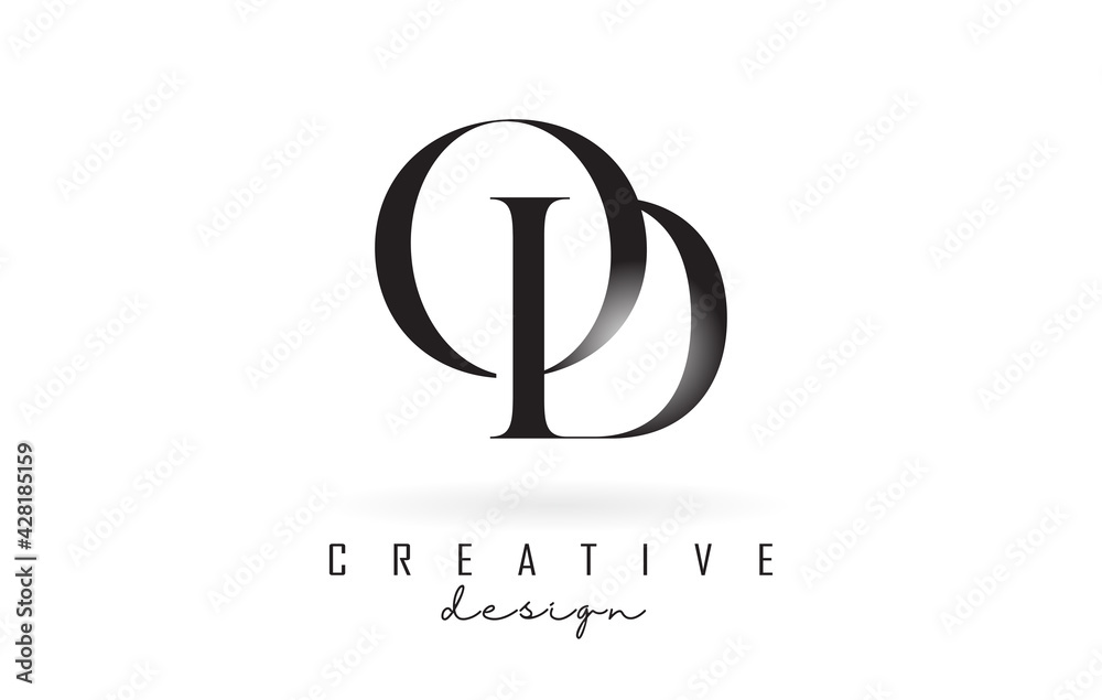 OD o d letter design logo logotype concept with serif font and elegant style vector illustration. - obrazy, fototapety, plakaty 