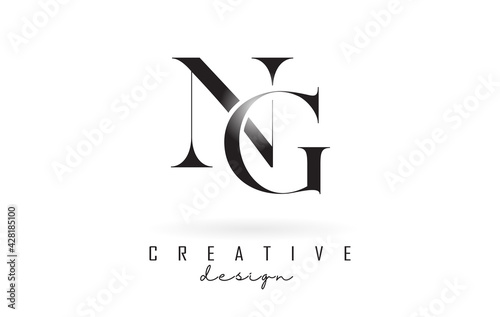 NG n g letter design logo logotype concept with serif font and elegant style vector illustration.