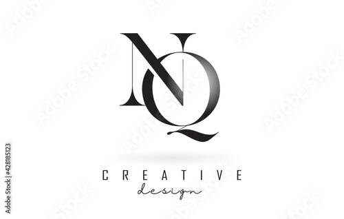 NQ n q letter design logo logotype concept with serif font and elegant style vector illustration.