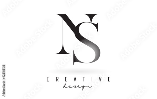 NS n s letter design logo logotype concept with serif font and elegant style vector illustration. photo