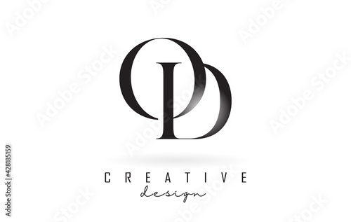 OD o d letter design logo logotype concept with serif font and elegant style vector illustration.