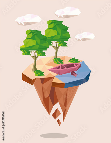 boat in lowpoly scene