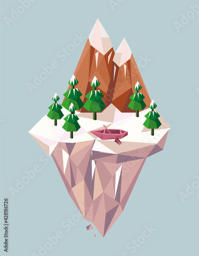 mountains and boat