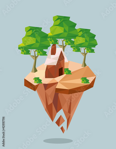 forest and house lowpoly