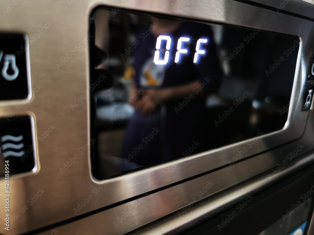 The OFF button is illuminated on household appliances