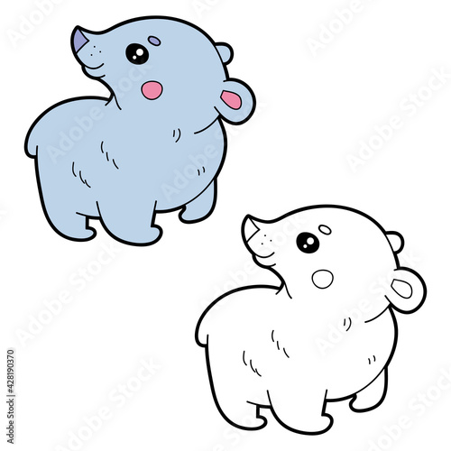 Fototapeta Naklejka Na Ścianę i Meble -  Vector illustration coloring page with cartoon polar bear for children, coloring and scrap book, printable