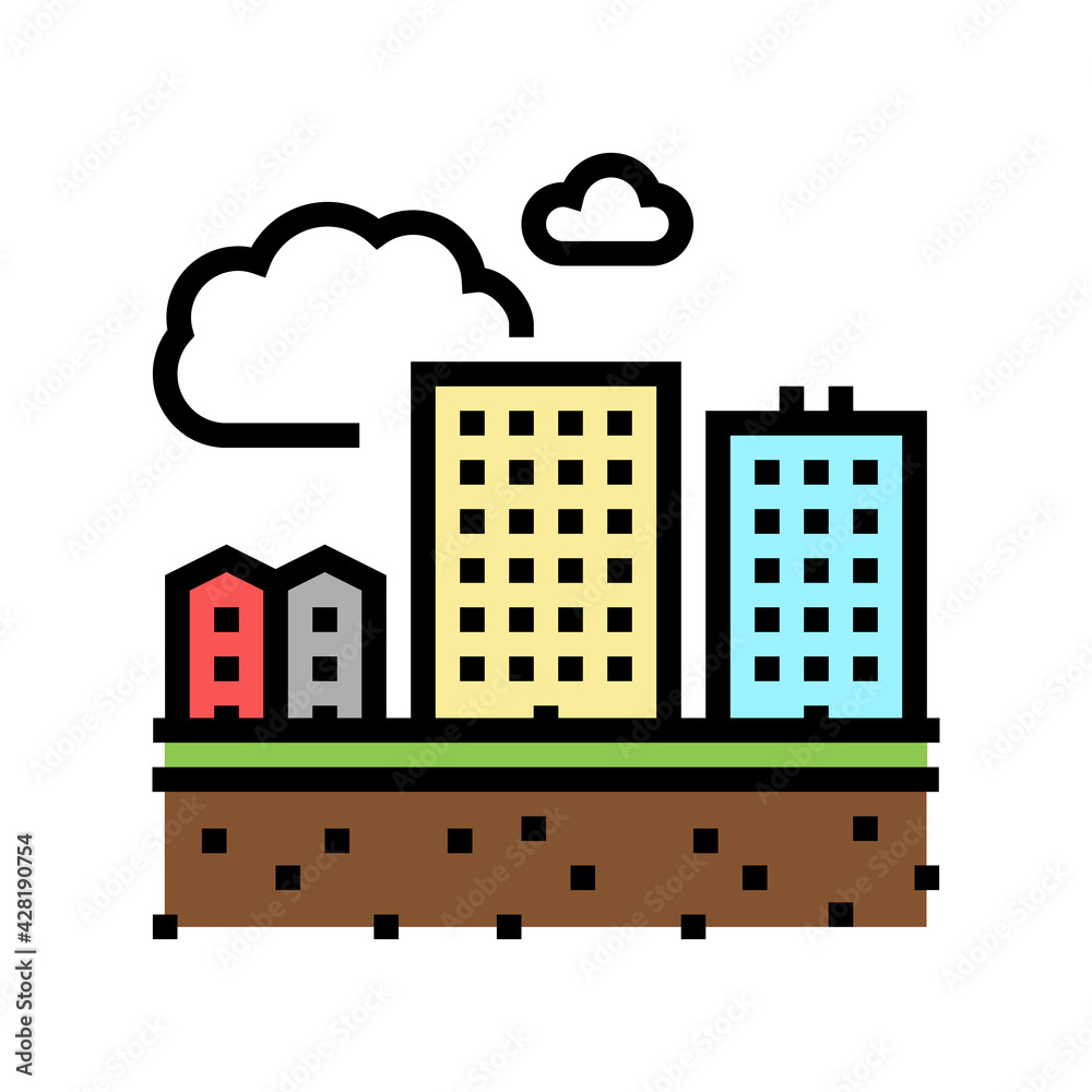 residential apartment zone land color icon vector. residential apartment zone land sign. isolated symbol illustration