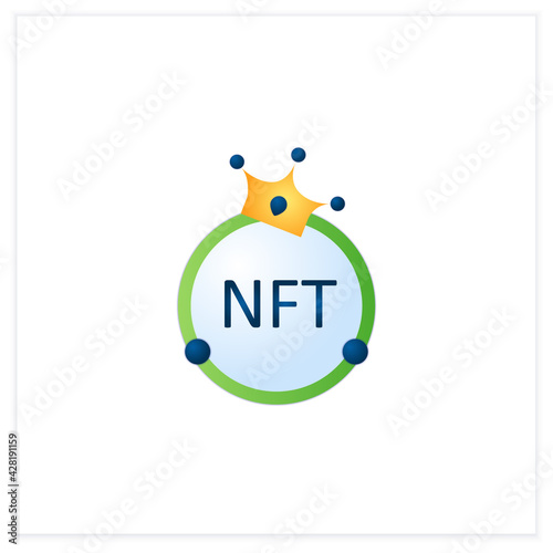 NFT flat icon. Non fungible token. Unique digital assets. Assets exist in their own cryptosystems. 3d vector illustration