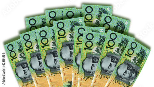 Fotografie Fan of hundred dollar notes flat and cropped