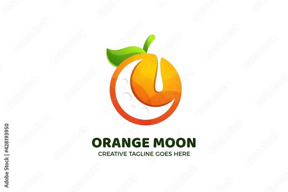 Orange Moon Gradient Logo Template