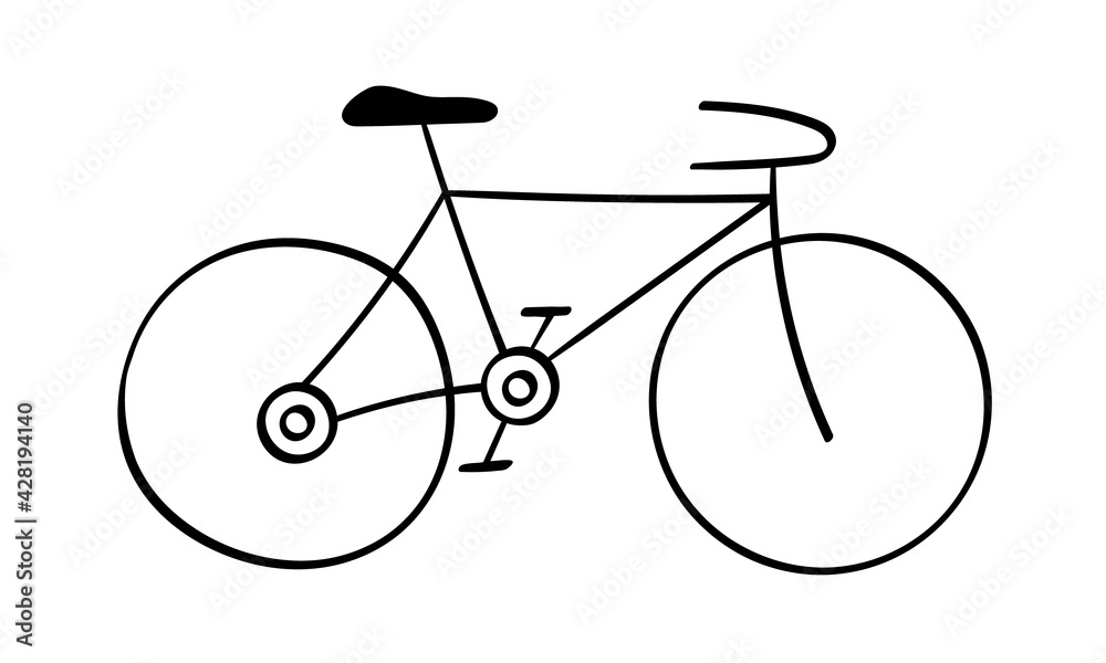 Bicycle in simple hand drawn style isolated on white background. Vector illustration. Bicycle in simple hand drawn style isolated on white background. Vector illustration.