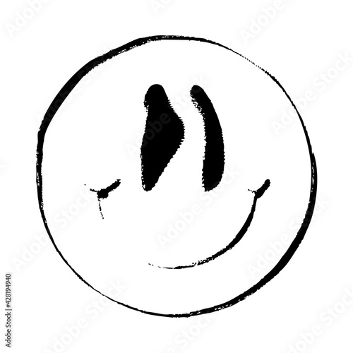 Strange Vector Smiley isolated on white background.