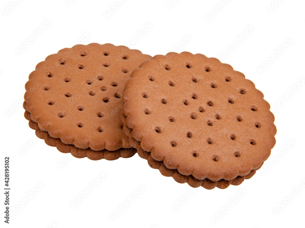 Brown sandwich cookies isolated on the white background Brown sandwich cookies isolated on the white background
