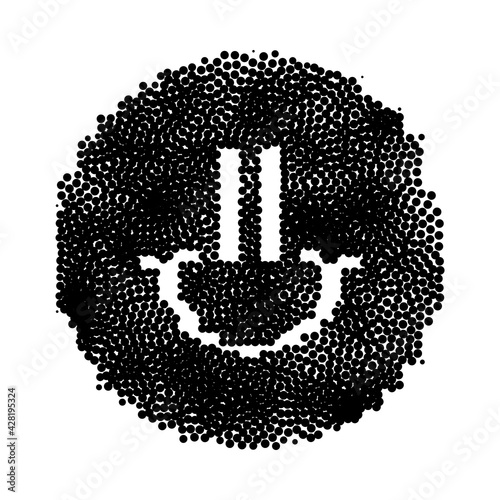 Strange Vector Smiley isolated on white background.