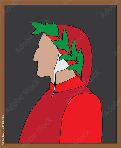 Illustration of the portrait of Dante Alighieri