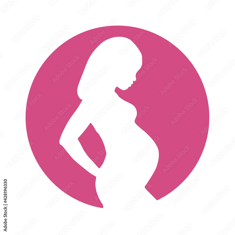 Silhuette of pregnant woman on pink background Silhuette of pregnant woman on pink background