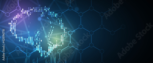 Abstract human brain. Artificial intelligence technology. Science background