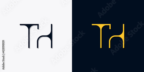 Minimalist abstract initial letters TH logo.