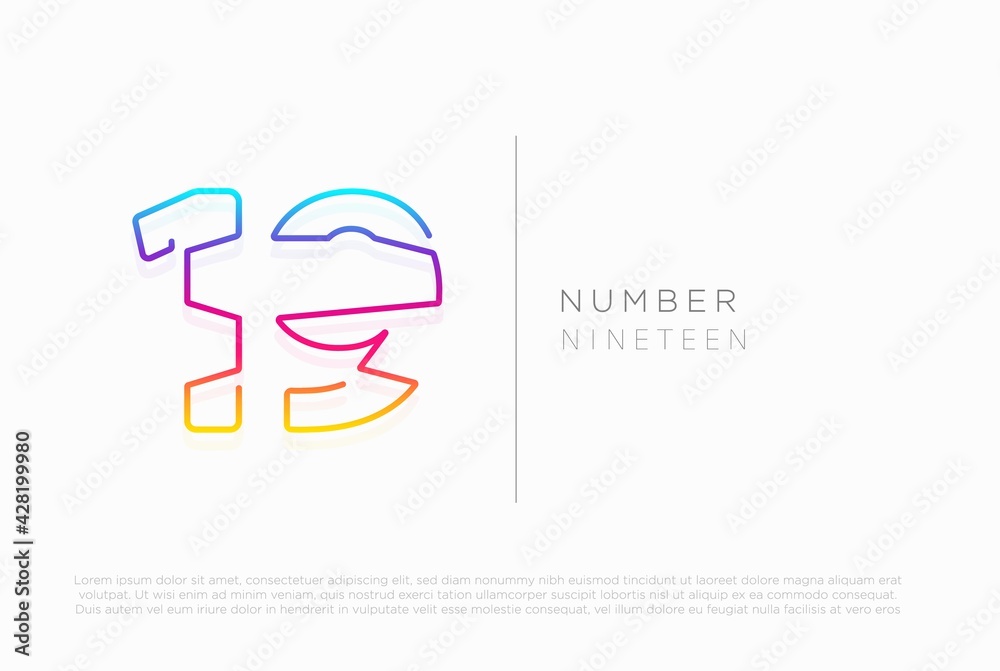 Number 19 logo icon design, vector template Number 19 logo icon design, vector template