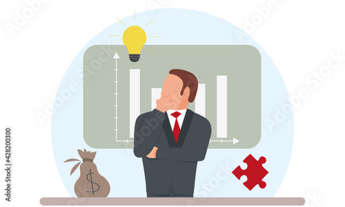 business worker finds solution or solved problem vector illustration