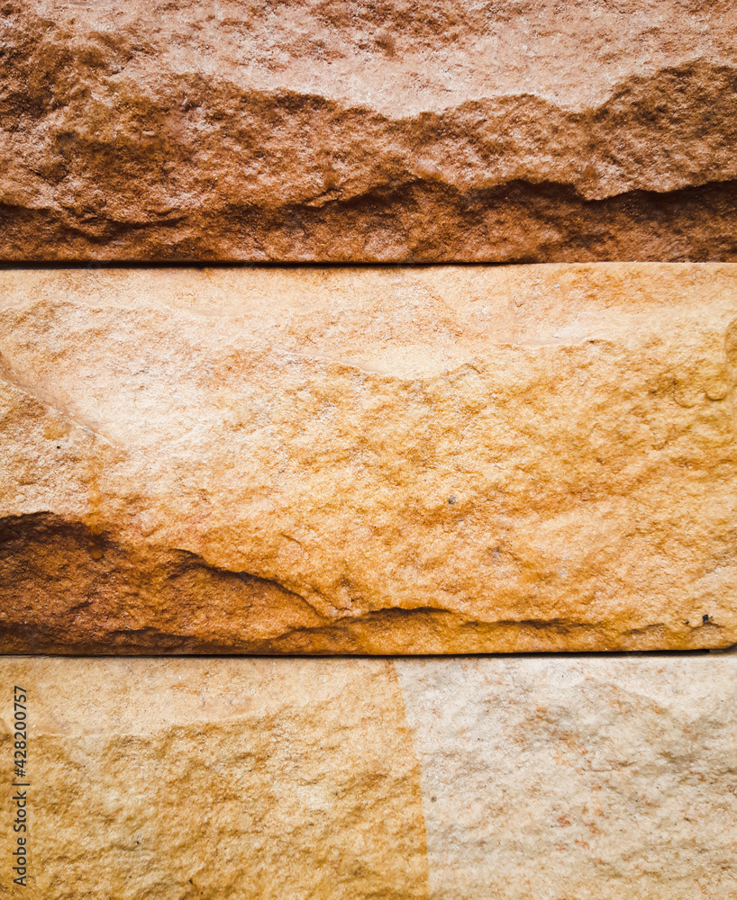 old background Stone texture brick wall Brown color, close up view of ...