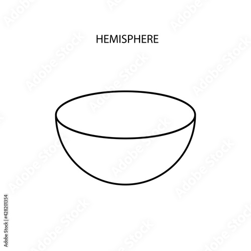 Vector black linear hemisphere for game, icon, package design, logo, mobile, ui, web, education. Hemisphere on a white background. Geometric figures for your design. Outline.